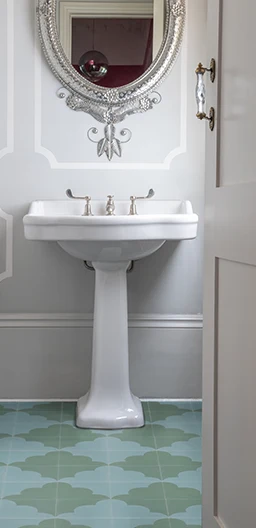 Bathroom with cement tiles